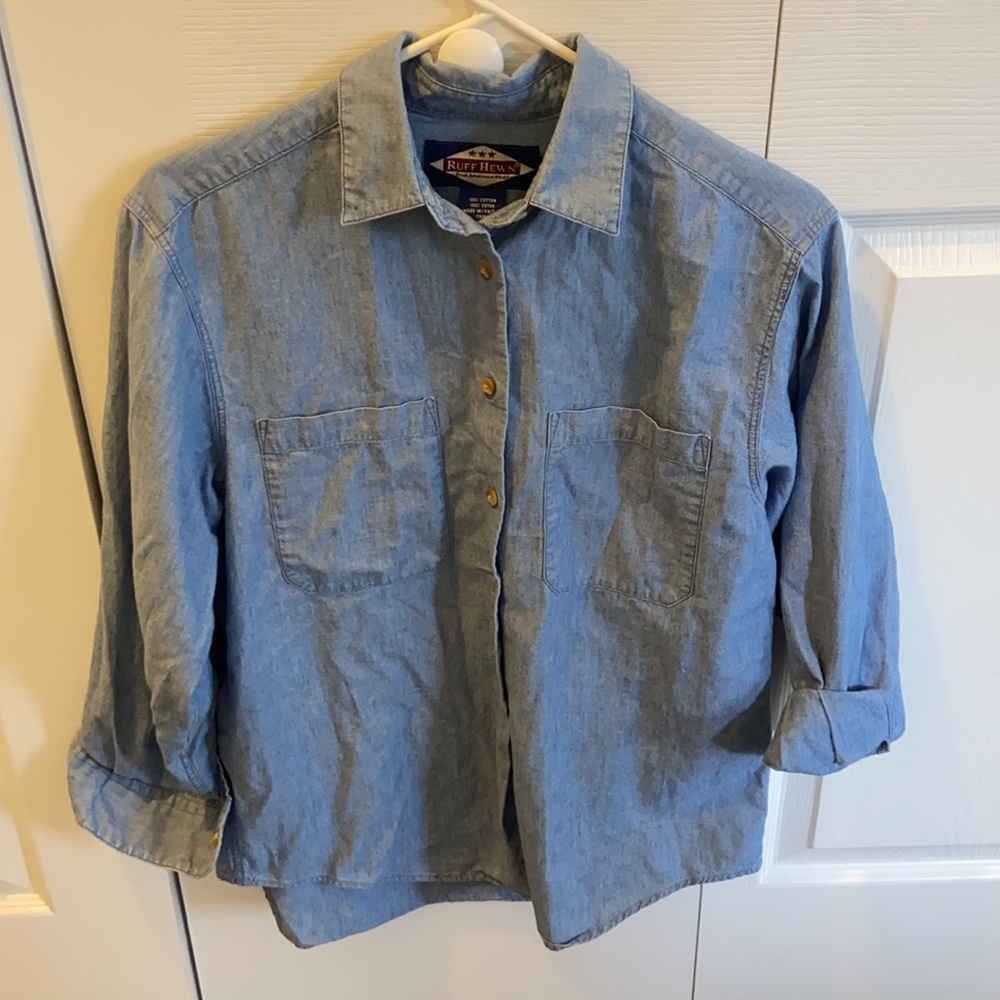 Ruff Hewn Men’s Blue Long-Sleeve Casual Button Down Shirt S